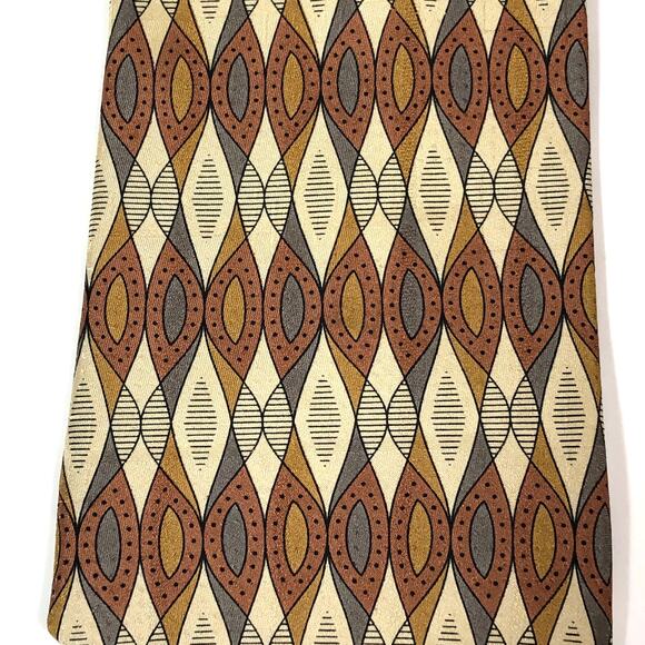 Robert Talbott Tie Brown and Gray Vintage Retro Classic Geometric Mod Silk USA - Picture 5 of 8